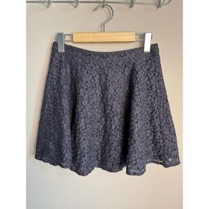 Topshop Black Floral Lace Mini Skirt Coquette Goth Party Skater Skirt Size 4